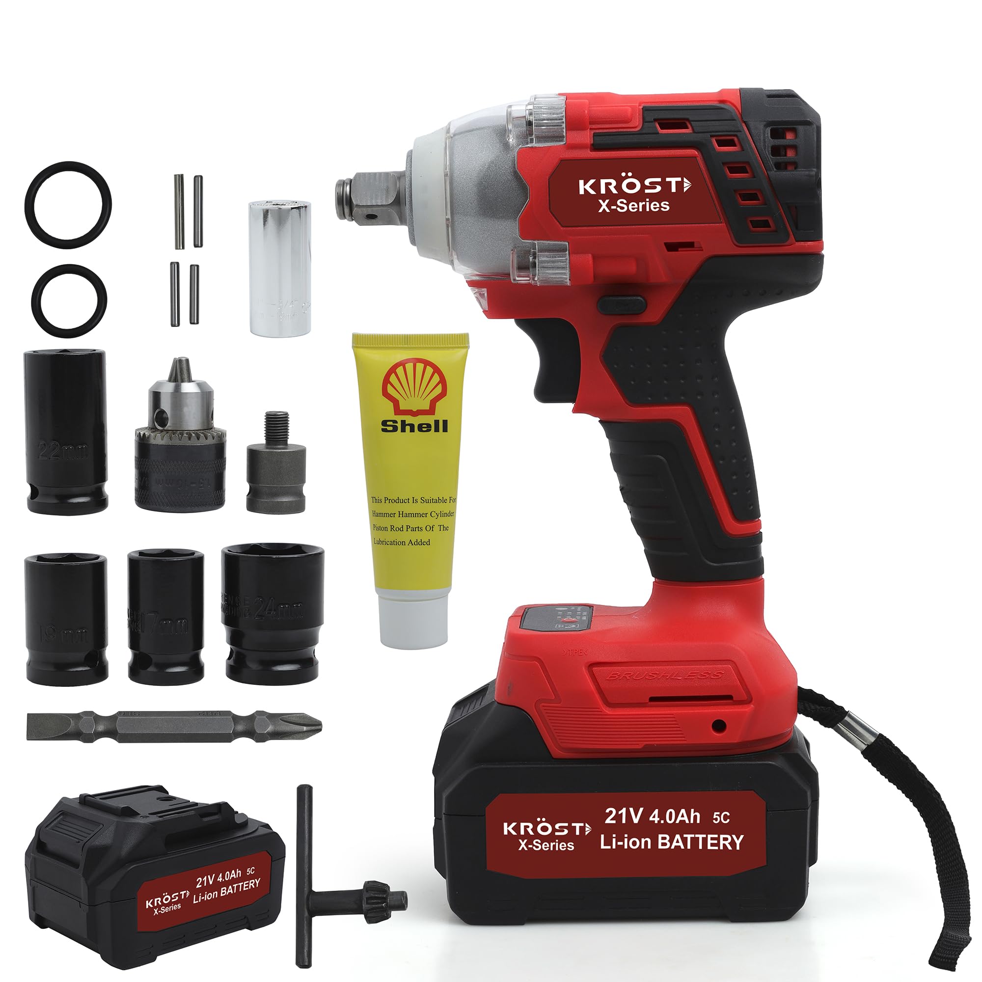 KROST X-Series Brushless Cordless Hex Impact Wrench Kit, 400Nm