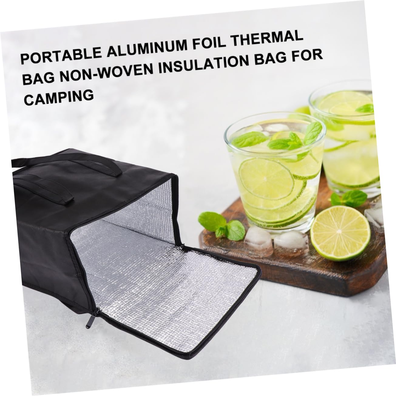 Cabilock 3 Pz Borsa Isolante in Foglio Di Alluminio Non Tessuto Sacchetti Della Spesa Riutilizzabili Da Cucina Borse Termiche Per Il Trasporto Di Alimenti Viaggio Tessuto Non Tessuto Black