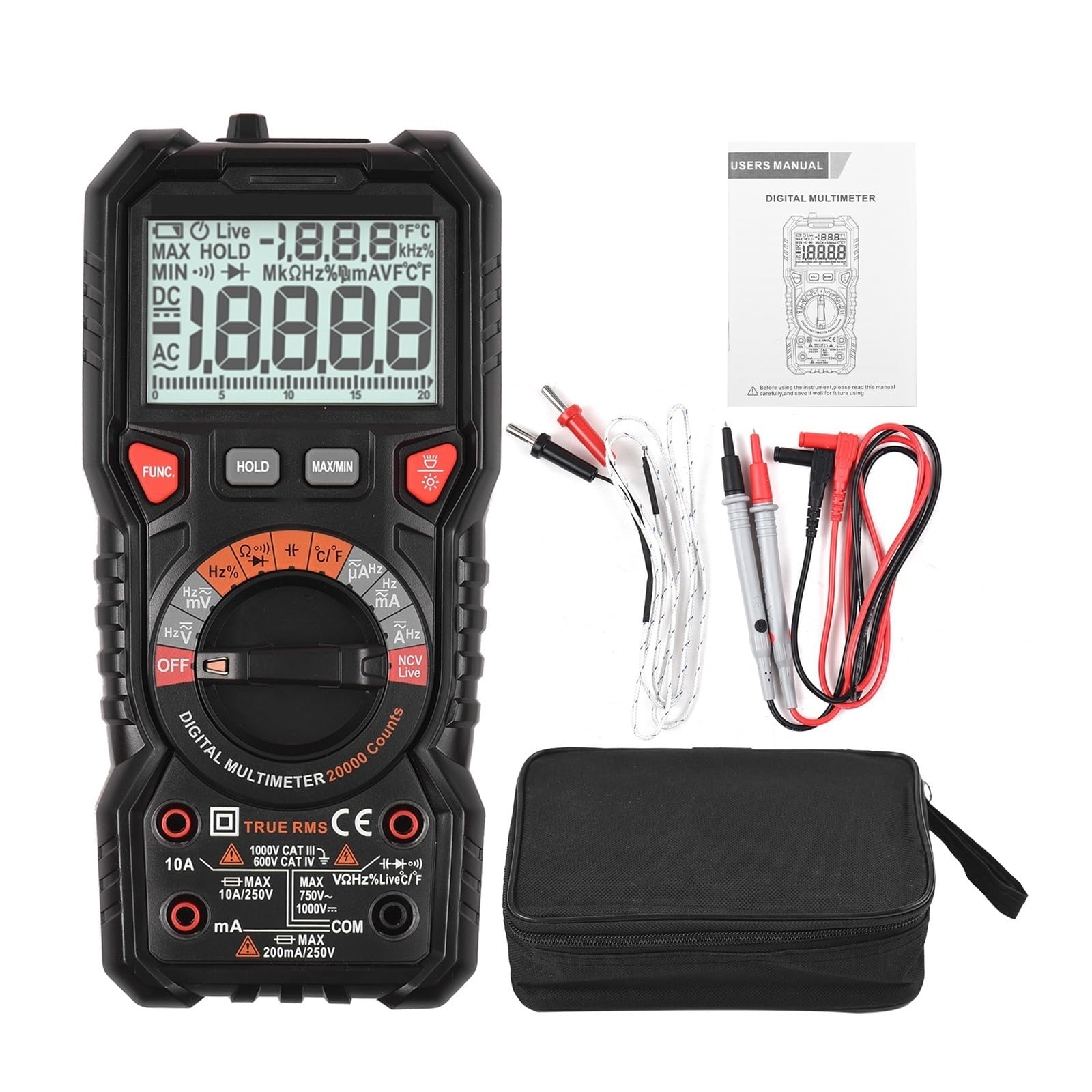Multimetr Cyfrowy 20000 Zlicza True NCV Multimetry Tester Próbnik Elektroniczny Voltimetro Miernik Pojemności Szybko Dokładnie Łatwy Odczyt