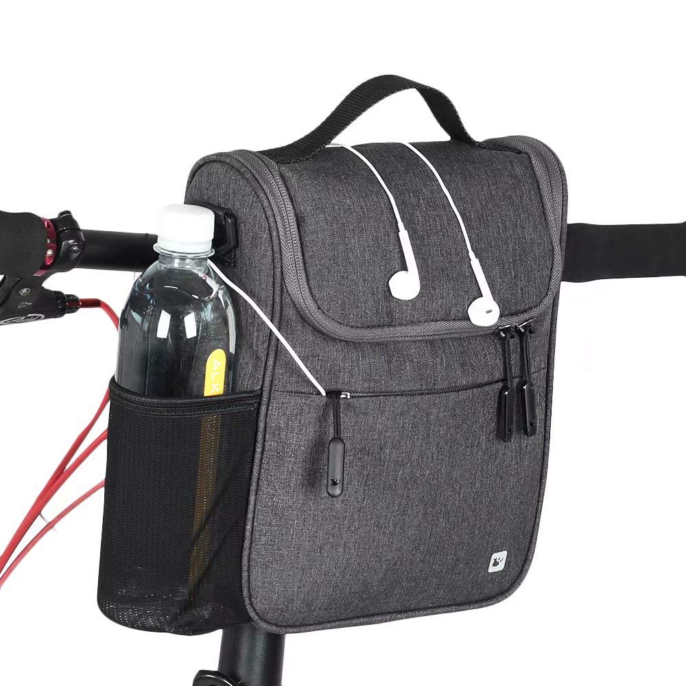 Rhinowalk Bike Handlebar Bag Multifunction Bicycle Front Tube Bag with Shoulder Strap Raincover, Grey
