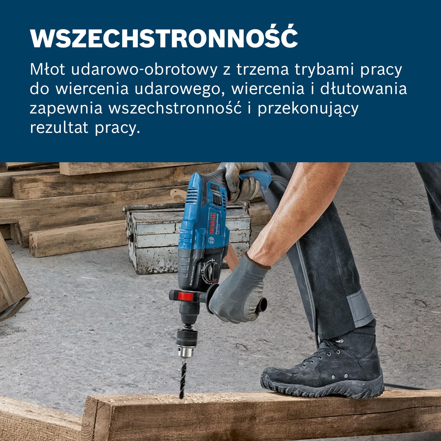 Bosch Professional Młot udarowo-obrotowy GBH 2-21 (z SDS plus, w zestawie szybkozaciskowy uchwyt wiertarski z adapterem SDS plus, dodatkowy uchwyt, ściereczka do maszyny, ogranicznik głębokości,