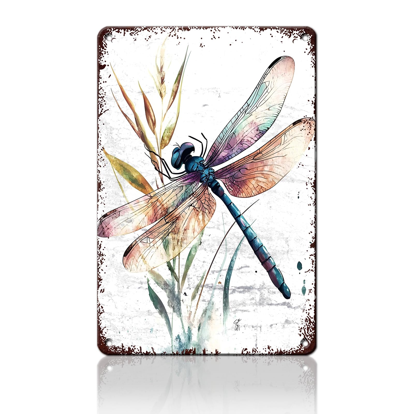 Anceky Vintage Metal Sign Dragonfly Tin Sign Funny Wall Decor for Garden Yard Home Farmhouse Kitchen 12×8 Inch
