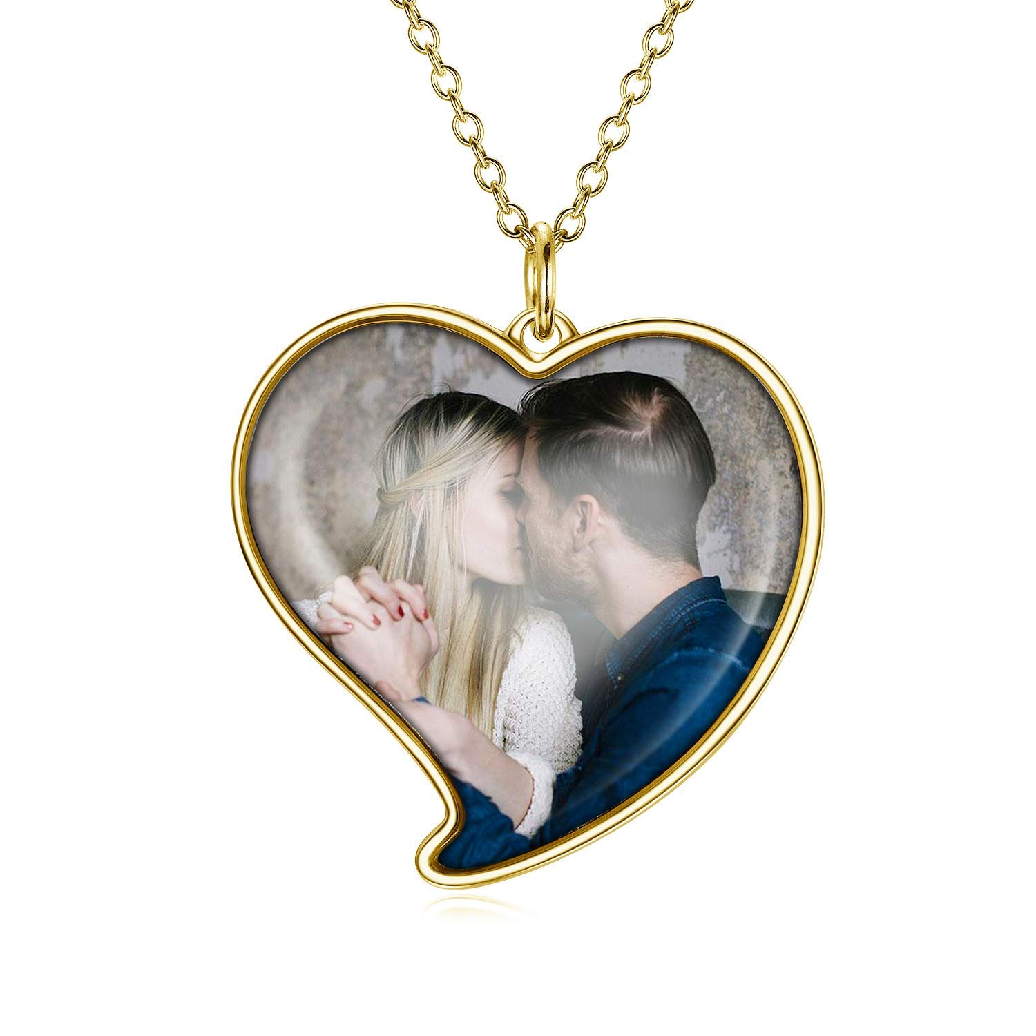 LONAGO 925 Sterling Silber Personalisierte Foto Halskette Herzförmige Benutzerdefinierte Bild Anhänger Halskette Schmuck für Frauen