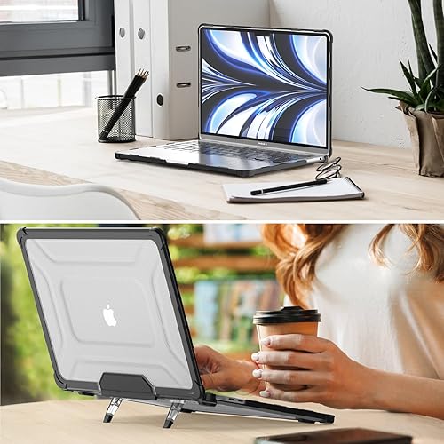Miniatura 8 de SEYMAC stock Funda para MacBook Pro de 16 pulgadas 202320222021 A2780 A2485, funda de protección que absorbe los golpes con soporte plegable y