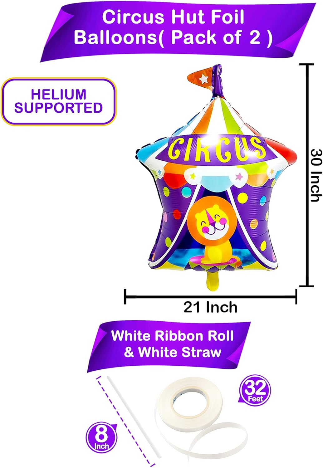 Circus Balloons for Carnival Theme Party Decorations - 30 Inch | Circus Tent Balloon for Circus Theme Party Supplies | Circus Canopy Balloons for Circus Theme Party Decorations | Carnival Balloons