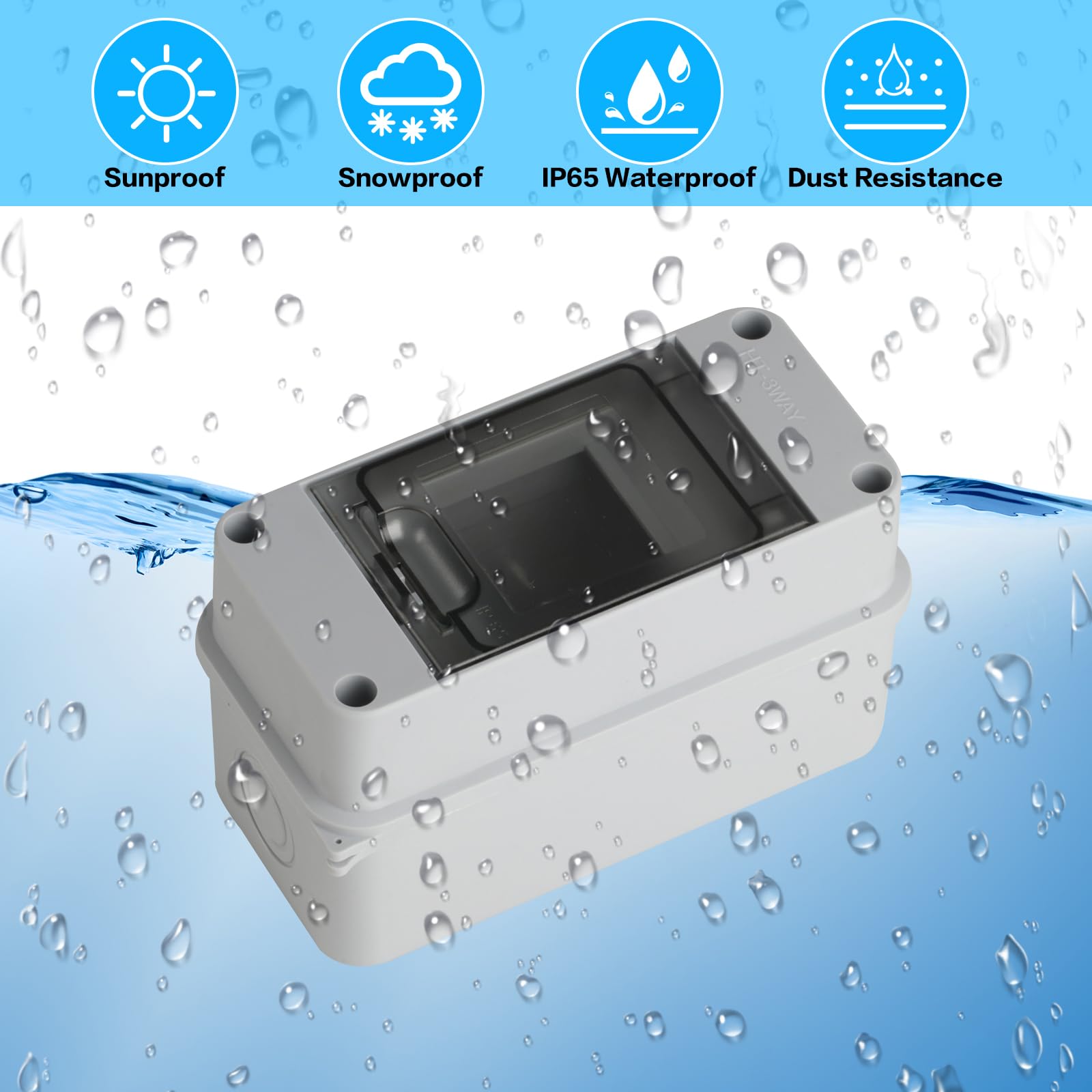 Caja de Distribución Estanca Exterior Electrónica IP65, Caja Cuadro Electrico de Superficie 5 Modulos, 5 Vías Caja de Fusibles Eléctrica de Plástico (2 piezas de 3 vías)