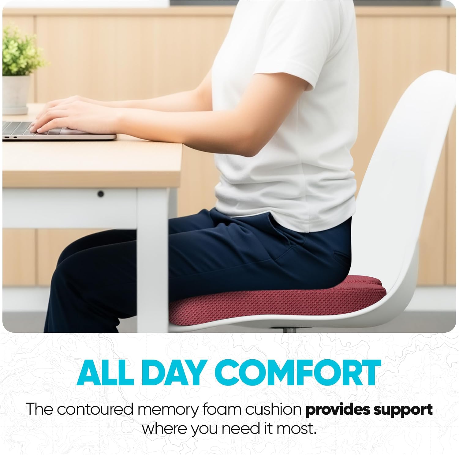 FORTEM Seat Cushion, Office Chair Cushion for Tailbone Sciatica Pain Relief image 4