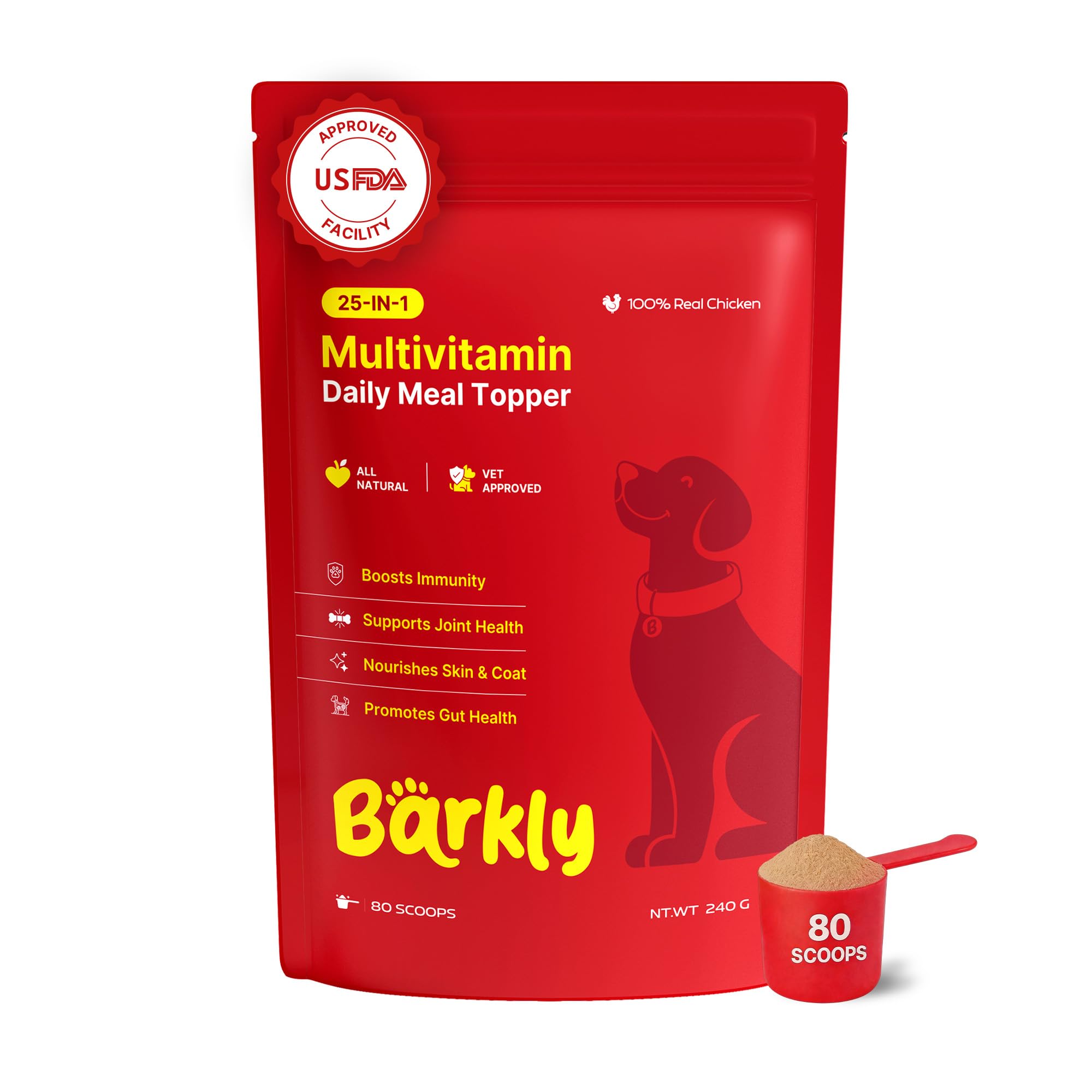 25-in-1 Multivitamin Meal Topper for Dogs | Daily Dog Supplement with Probiotics & Omega 3 | Gut Health, Skin, Joint & Immunity Support | Gluten Free | No Artificial Preservatives | Vet Approved