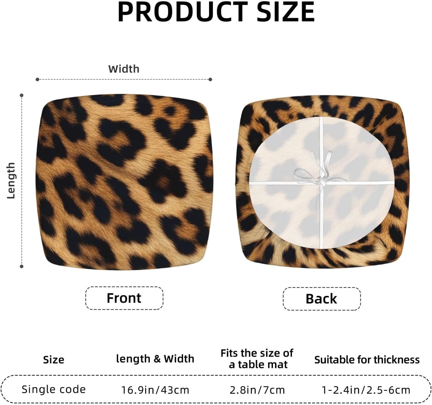 Rough Leopard Print Bar Stool Covers Square, Two Pieces High Elastic Soft Seat Cushion Cover Protector Washable Barstool Slipcovers Nonslip Replacement Square Bar Chair Covers