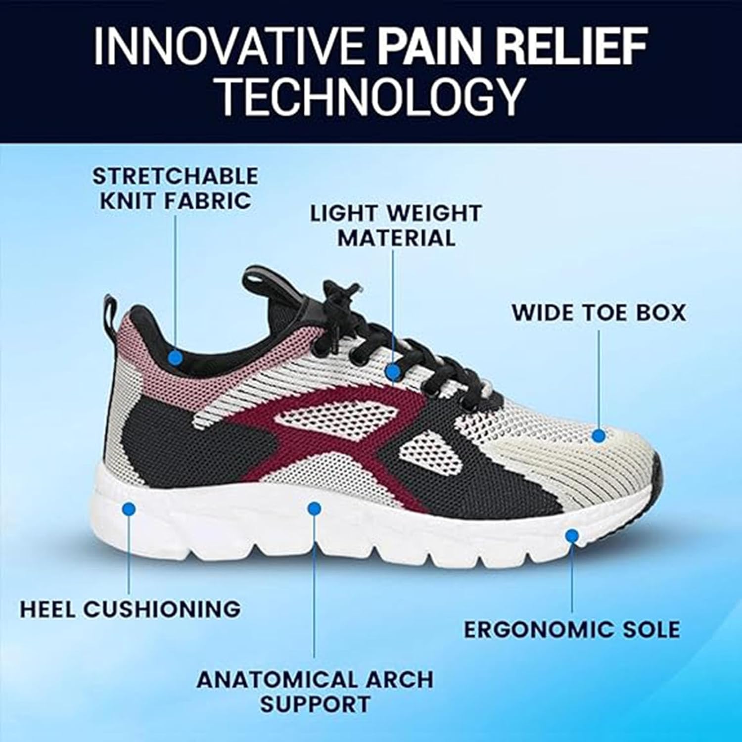 Women's Extra Wide Trail Shoes,Wide Toe Relief Cushion Shoes,Outdoor Hiking Orthopedic Shoes,for Sports Running Fitness Mountain Climbing Rock Climbing