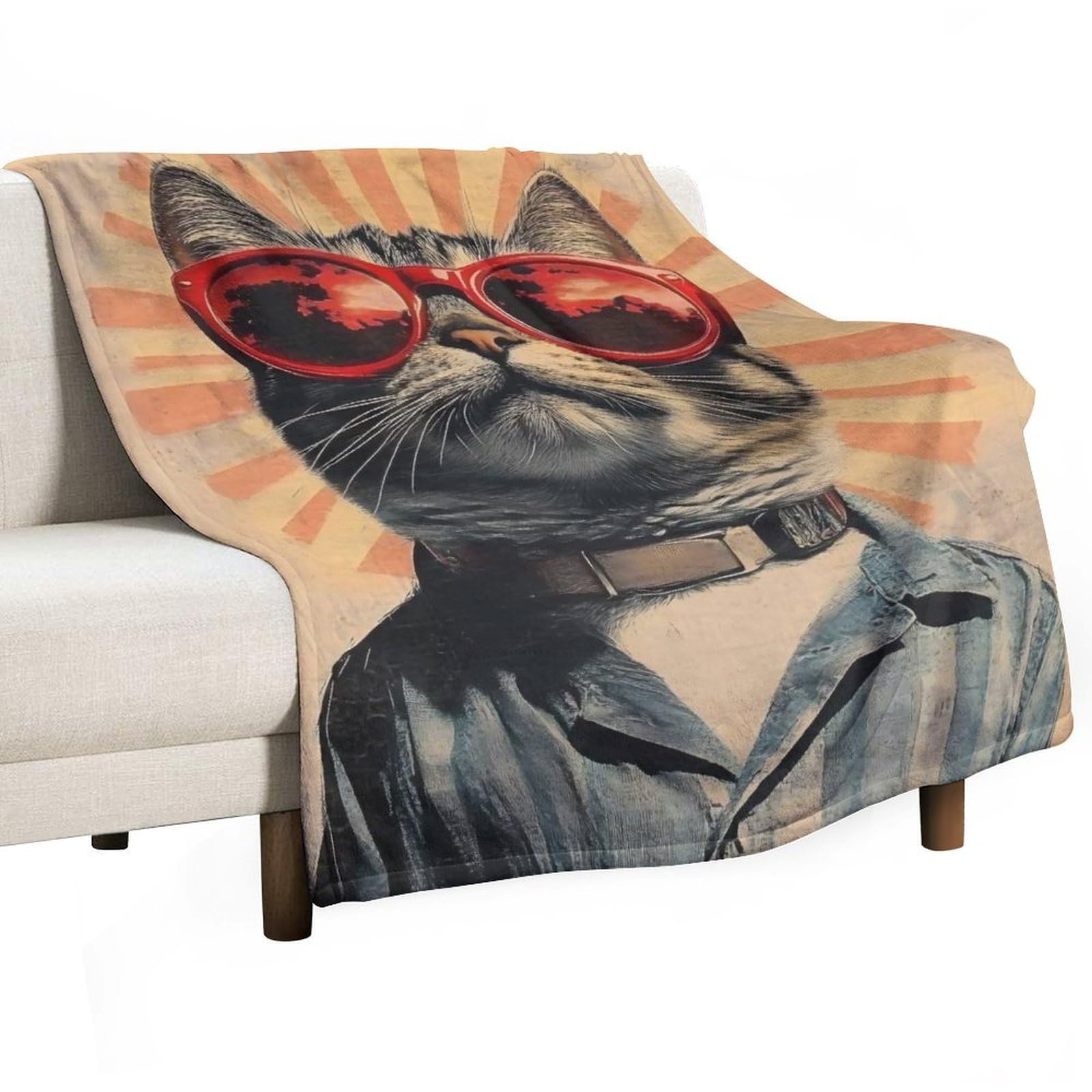 YHGSREUOH Funny Cool Cat (1) Flannel Blankets Fleece Soft Throw Lightweight Plush Gifts for Couch, Bed, Cozy Sofa Plush, Chair, Lovers 138x175cm(55x70in)