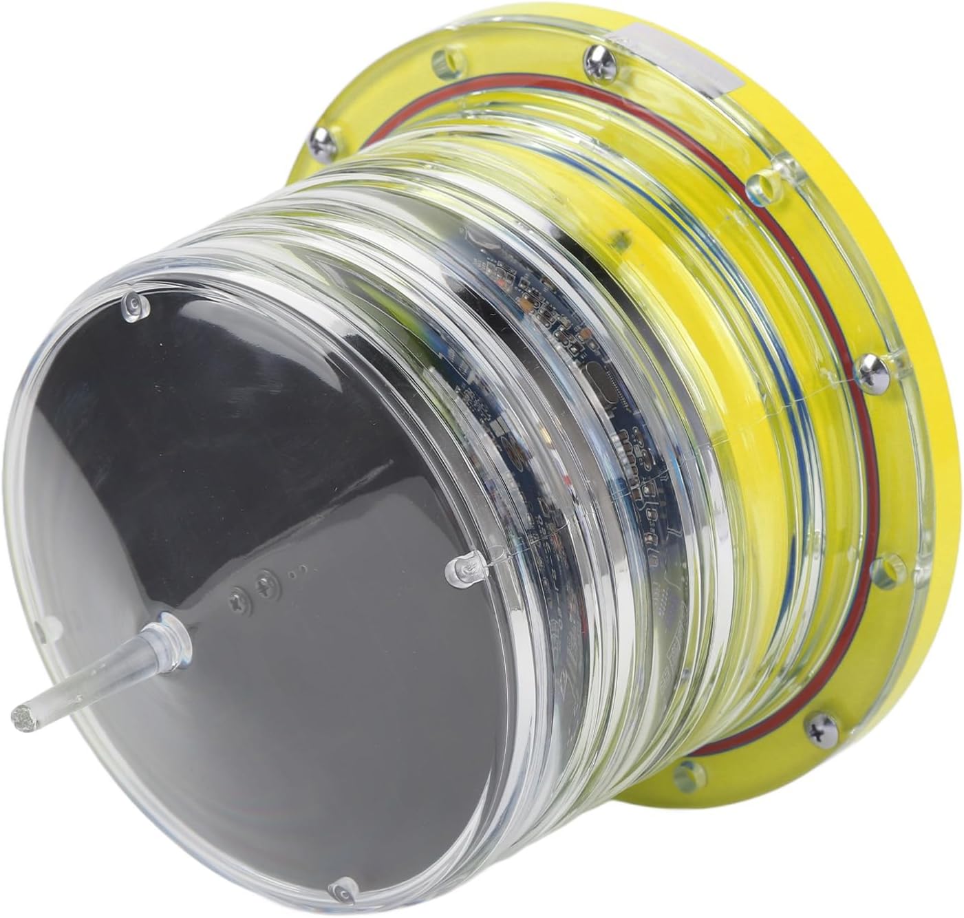 Marine Beacon Light, Solar LED Navigation Warning Light for River Lake Channel Safety, Boat Signal Lamp for Waterway Markers, Yellow Marine Buoy Safety Light, Harbour Dock Use