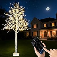 Vista 1 de Árbol de abedul iluminado inteligente de 6 pies con luces LED WW para decoración de Navidad, control de aplicación y botón, sincronización musical