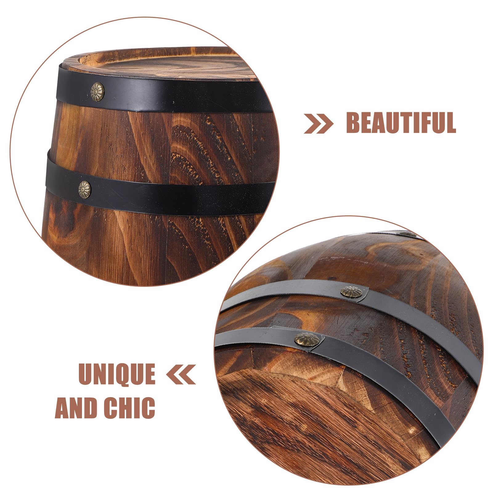 Wooden Barrel Decoration - Small Whiskey Barrel Planter For Succulents & Boho Decor - View #10