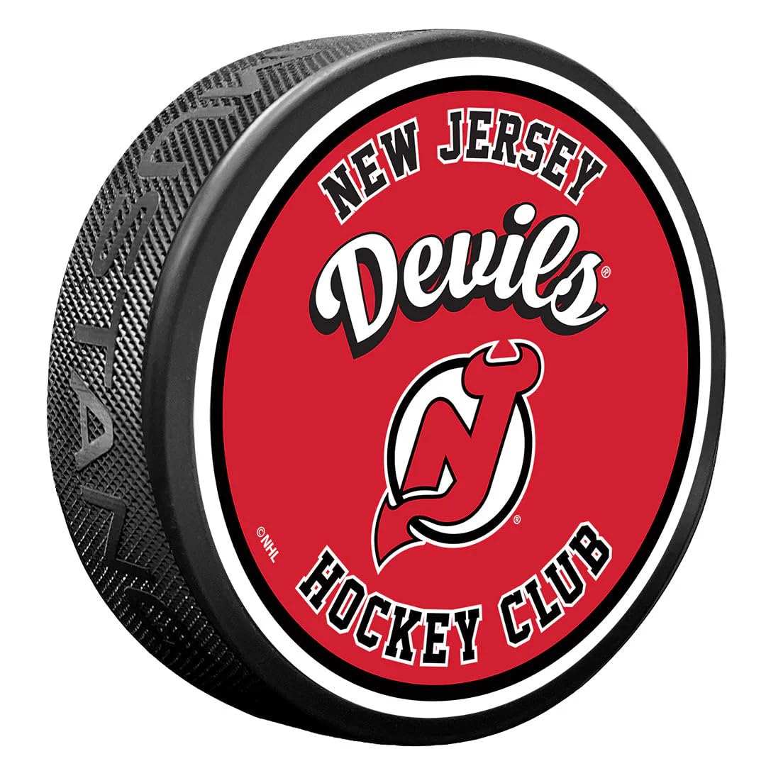 Sports Decor New Jersey Devils Puck | Retro Script