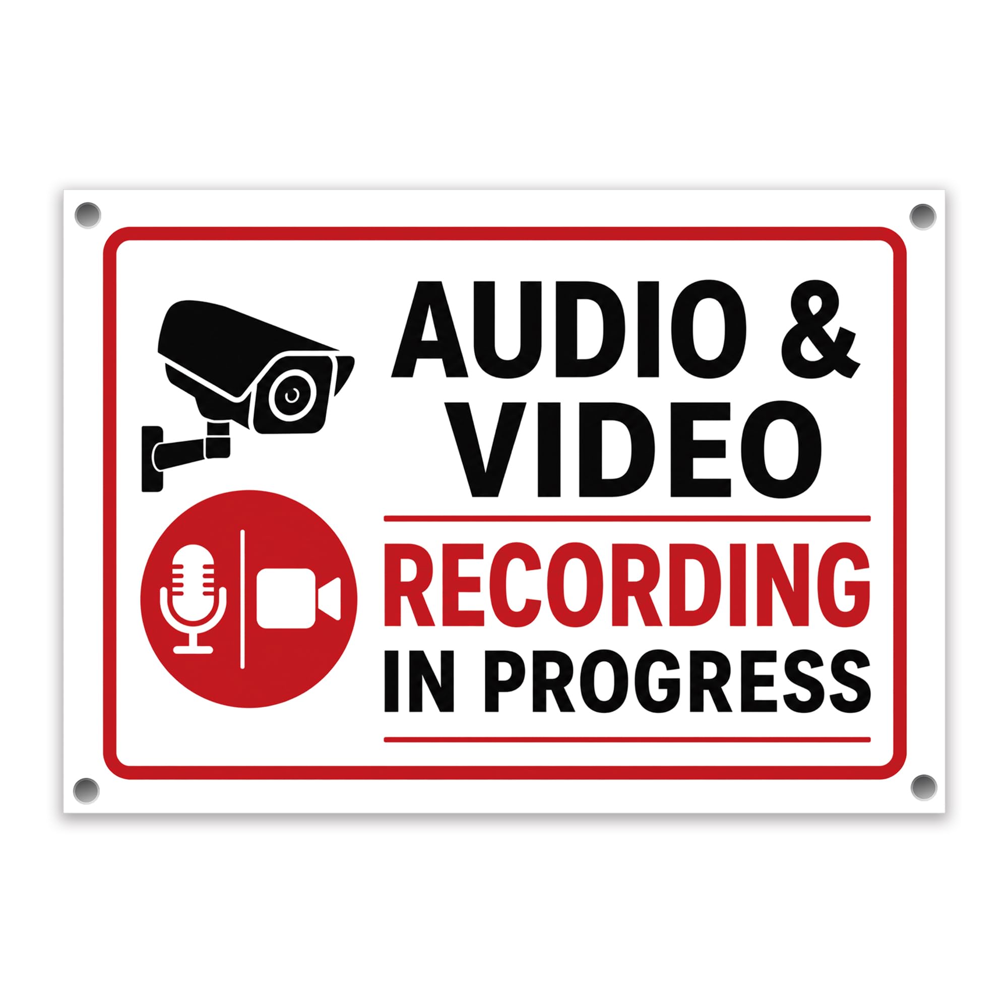 LP Lifestyle Audio Video Recording In Progress Sign Durable Weatherproof Rust-Free Waterproof PVC CCTV Warning Notice for Home Business Premises Indoor Outdoor No. 565 (A4 (210mm x 297mm) – Holes)