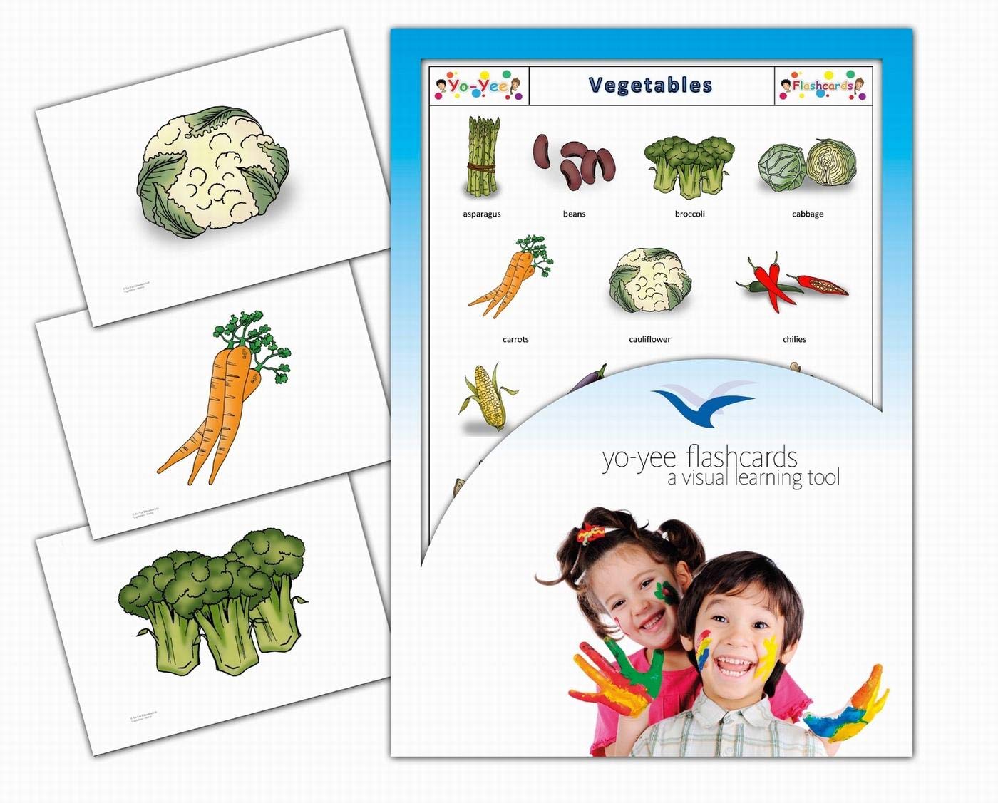 Yo-Yee Flashcards - Vegetables and Health Food Picture Cards for Language Learning for Toddlers, Kids, Children and Adults - Including Teaching Activities and Game Ideas
