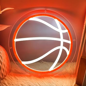 Basketball Neon Sign,LED Neon Light for Wall Decor,Dimmable USB,9.84x9.84in