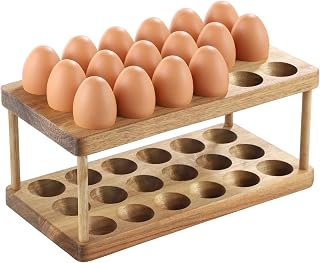 Egg Collecting Wood Rack, Farm Egg Organizer, 2 Layers Egg Tray for 36 Eggs, 2 Tiers Wooden Egg Holder, Egg Delivered Stand, Countertop Stackable Wooden Egg Storage Holder