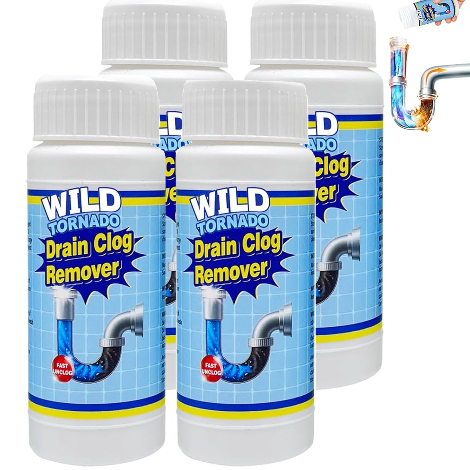 4PCS Pipe Dredge Powder, Sink &amp; Drain Cleaner, Pipeline Dredging Agent for Kitchen Bathroom, Portable Cleaning Tool