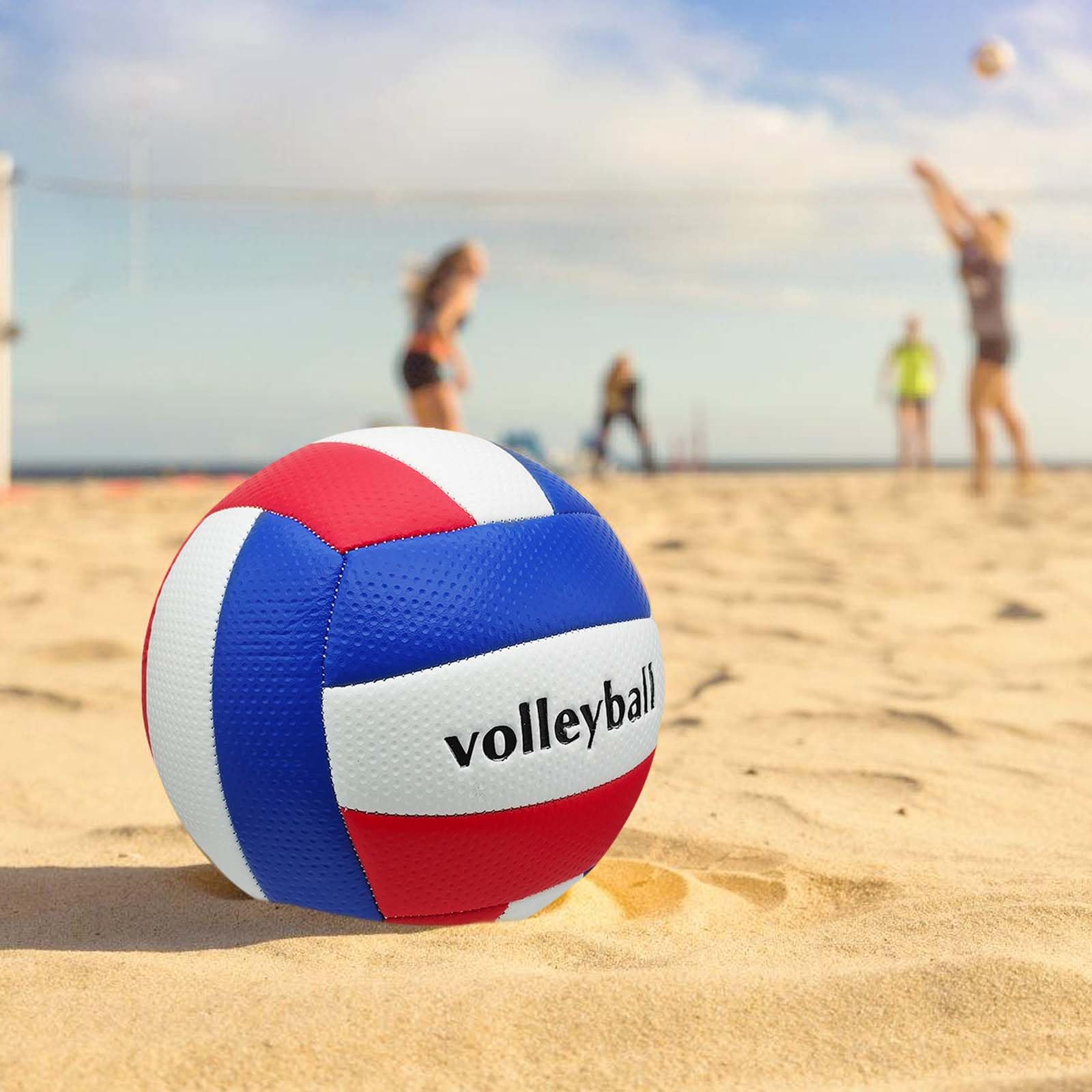 Voleibol de playa de cuero suave tamaño 5 con bomba, resistente al agua, oficial para niñas jóvenes adultos