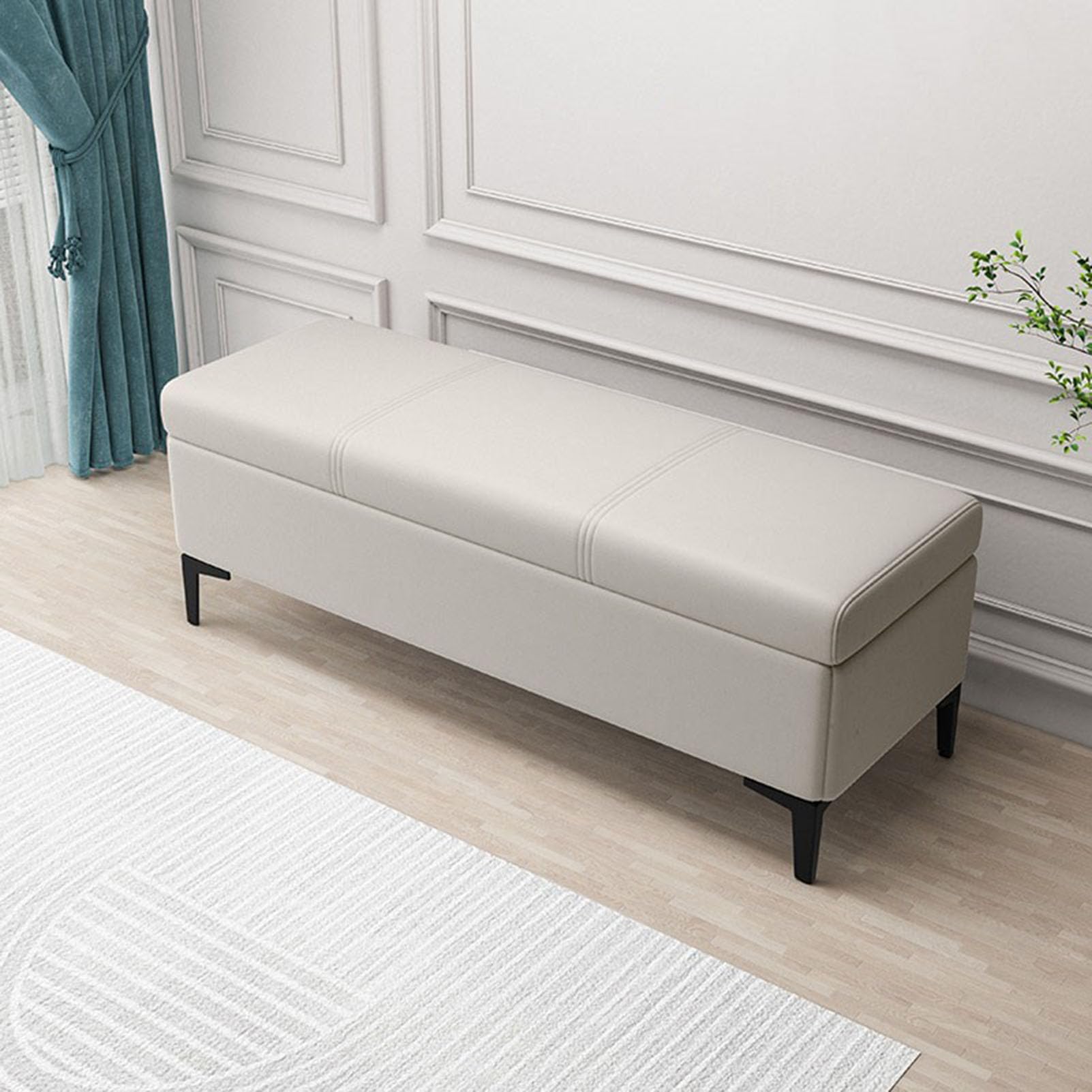 GDMDPTE Leather Upholstered Ottoman Storage Bench with Hidden Compartment – Multi Functional Footrest & Toy for Living Room Bedroom or Entryway