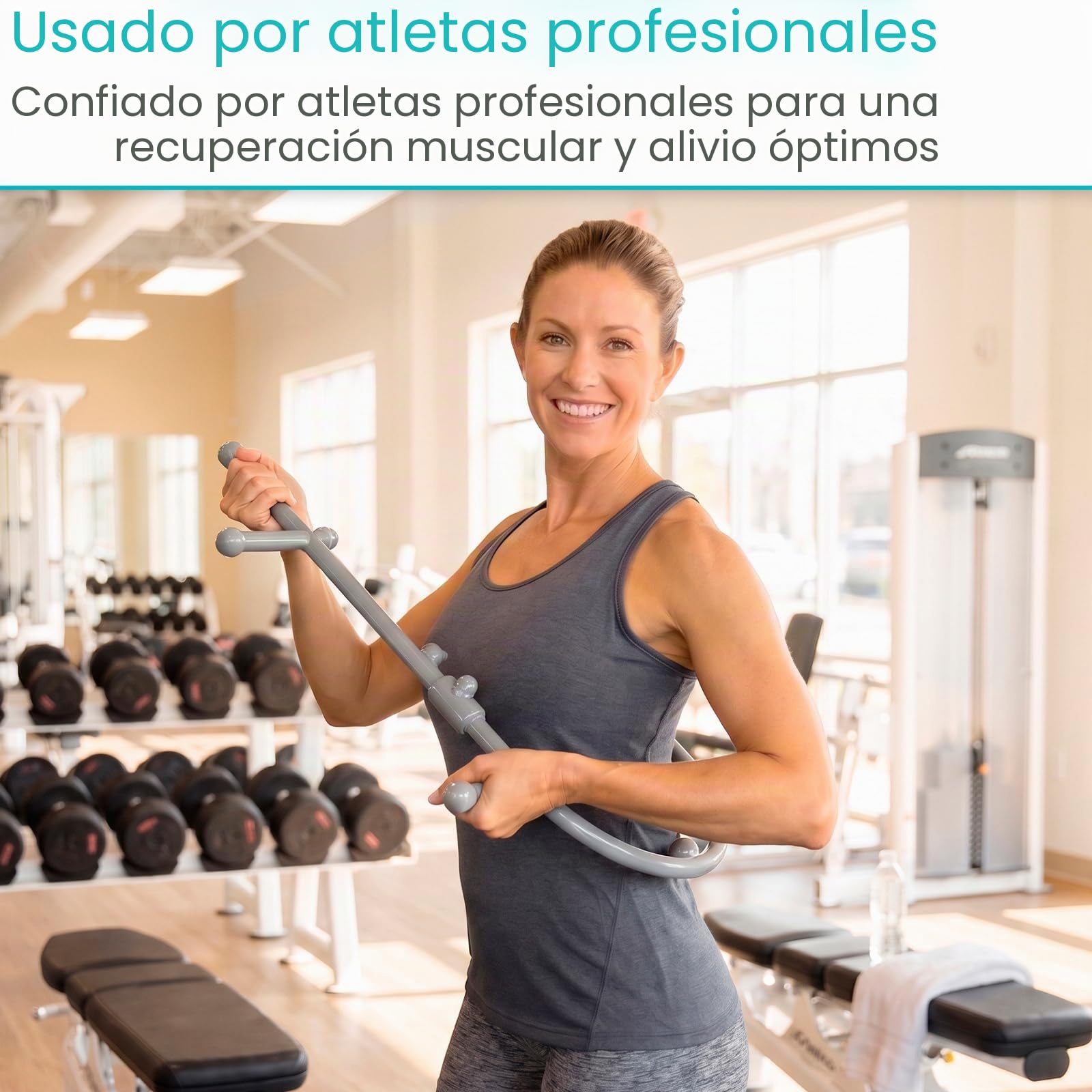 Vive Bastón masajeador de espalda y cuello, herramientas de masaje de punto de activación para aliviar el dolor y los músculos, terapia de gancho de mano para cuello, hombros, ayuda de liberación