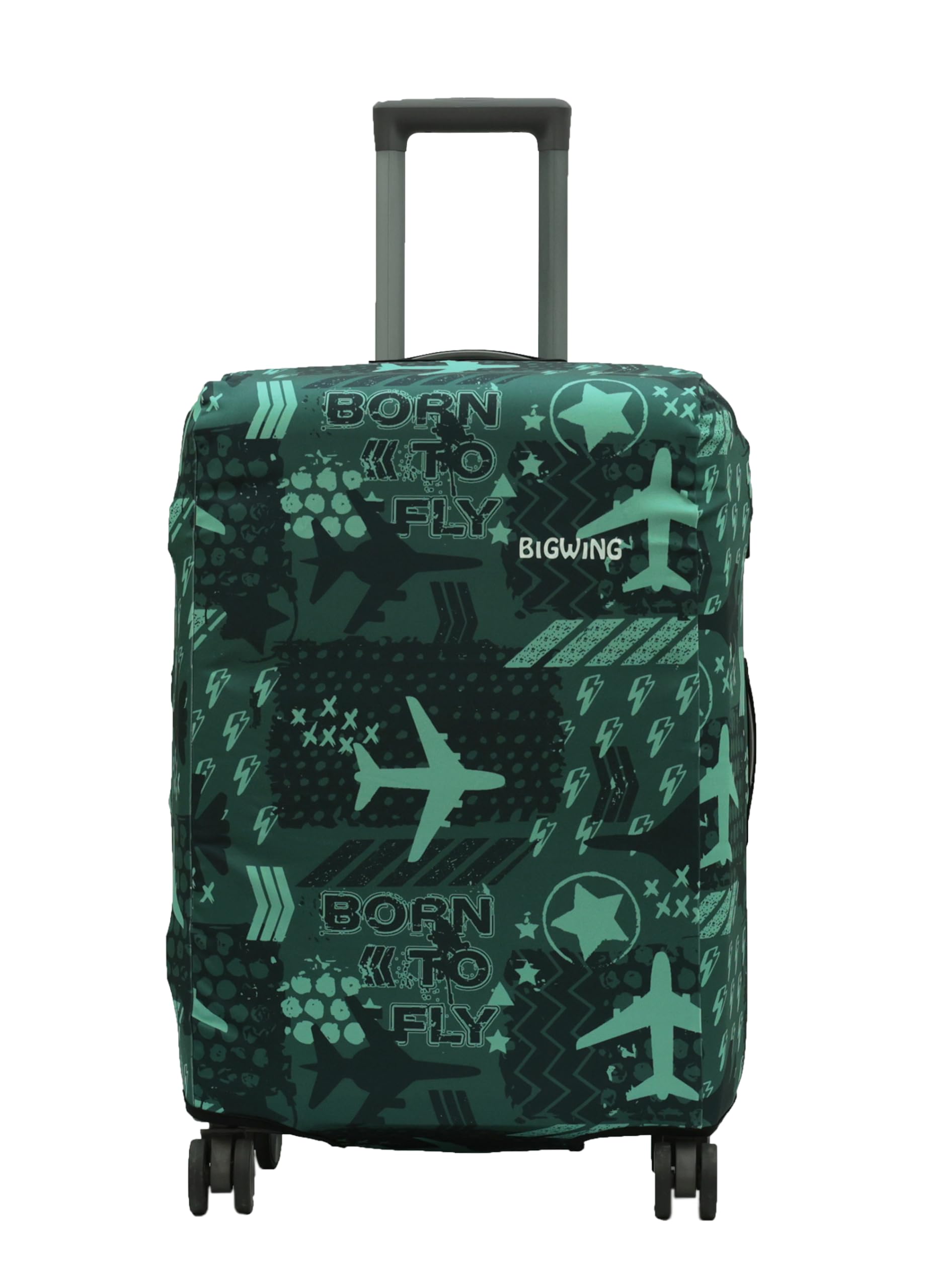 BIGWING Protective Luggage Cover in Polyester Fabric with Born to Fly Print for | 20 inch Small Size 55 cm | Hard Luggage (Fiber) Trolley Bag Cover-picture-11