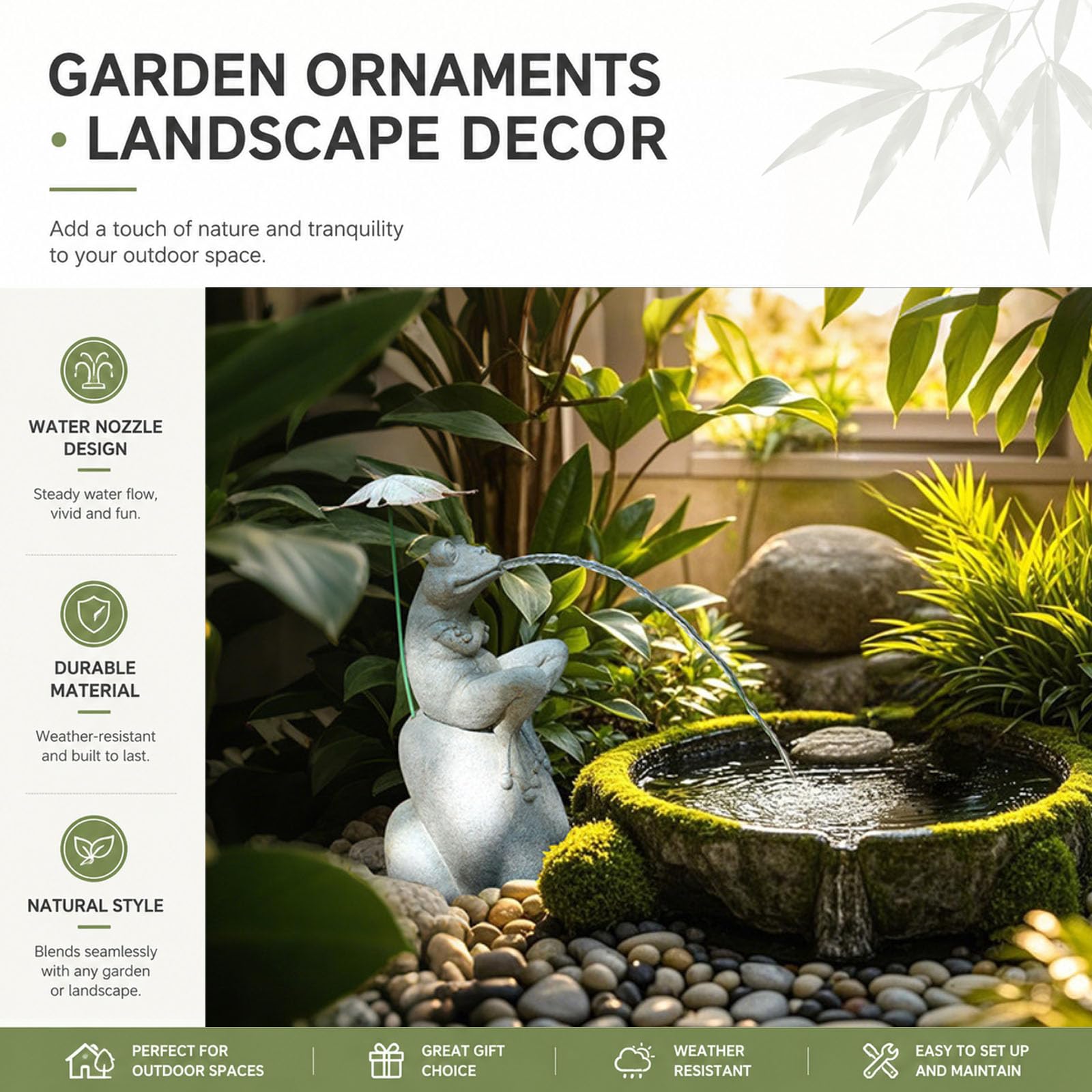 Fontane A Forma Animale e Zampilli per Piccoli Laghetti Fontana a Forma Rana in Pietra Elementi Decorativi per Esterni Ideali per Cortili Laghetti e Giardini Style 1