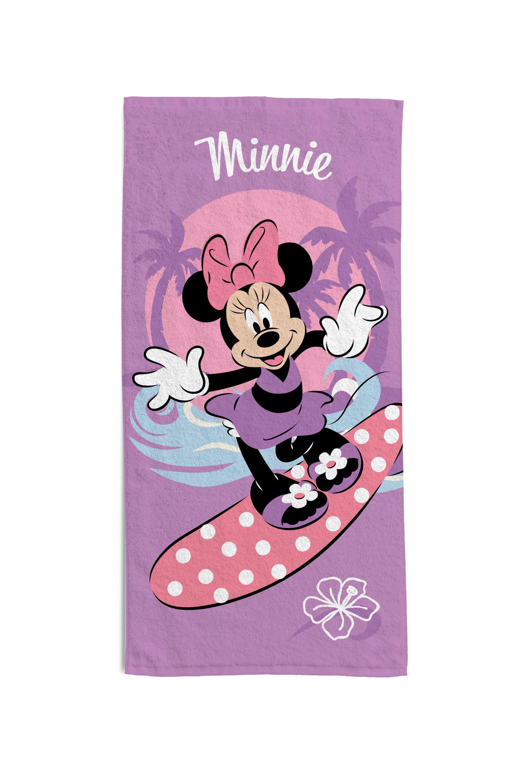 hermet, Disney Minnie Beach Towel, 70 x 140 cm, Beach or Pool Towel, 100% Soft Cotton, Practical and Lightweight