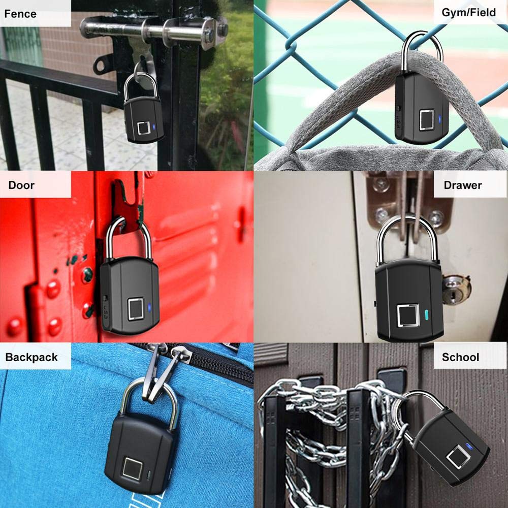 Candado Inteligente con Huella Dactilar, candados para Puerta con Huella Dactilar, aleación de Zinc antirrobo portátil para Bolsa, cajón, Maleta, Seguridad
