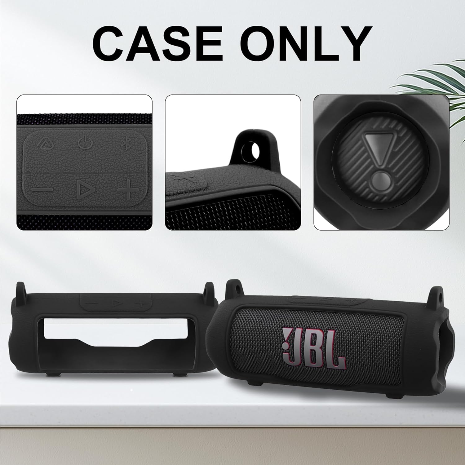 co2CREA Silicone Case for JBL Flip 7 Portable Waterproof Speaker, Portable Travel Soft Cover with Shoulder Strap, Protective Skin Case (Black Case Only) - Image 4