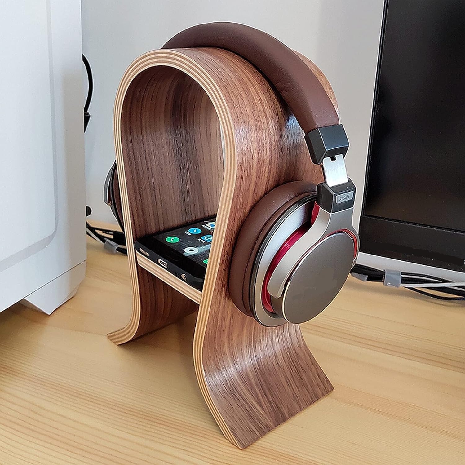 Gaming Accessori Display per Cuffie da Gioco con Finitura in Noce Computer Creativo Metti Ripiano per Auricolari Gioco per PC Stand Over-Ear da Gioco