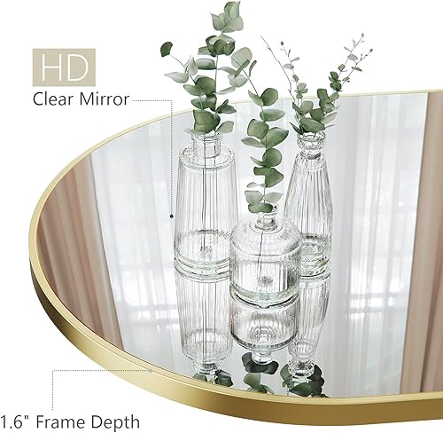 Miniatura 4 de Espejo de arco, espejo de baño con arco dorado de 26 x 38 pulgadas, marco de metal grande, espejo montado en la pared para sala de estar, chimenea,