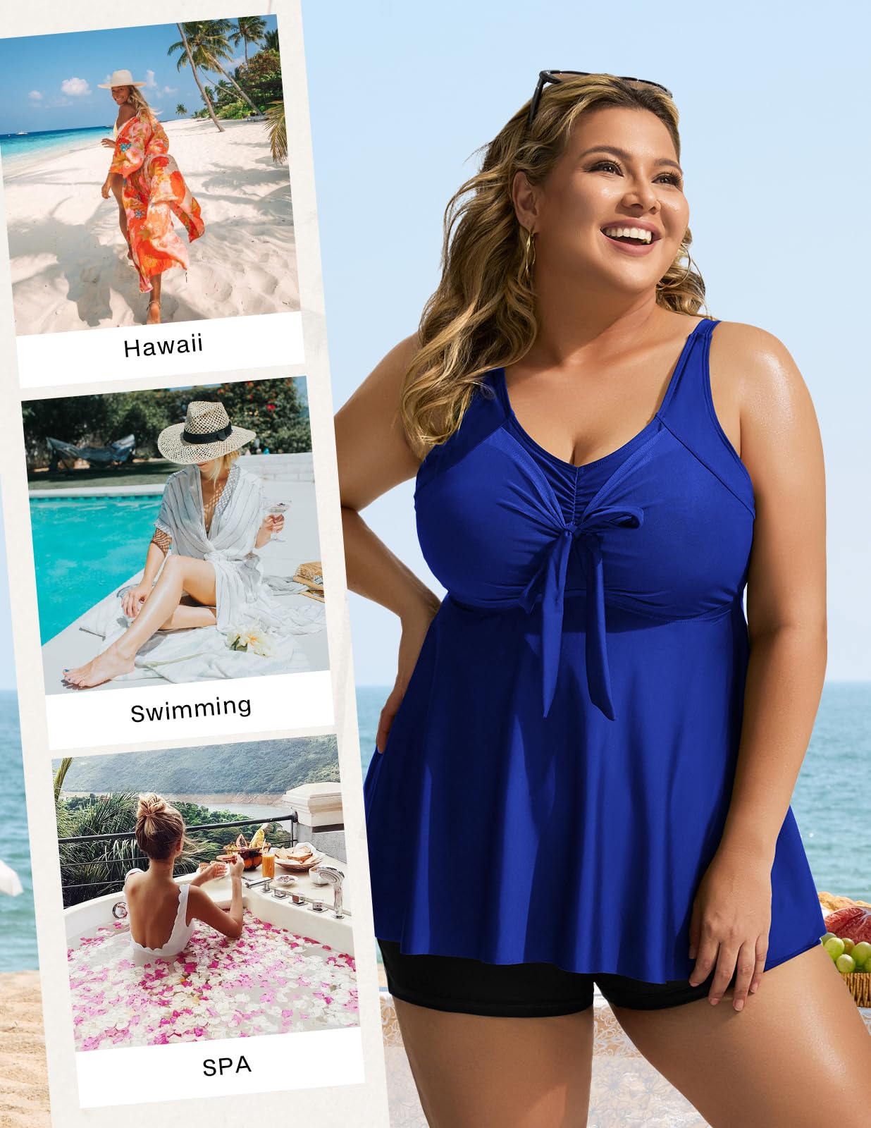 Hanna Nikole Plus Size Women Tankini Set Tummy Control e Costumi da Bagno a Vita Alta per L'Estate