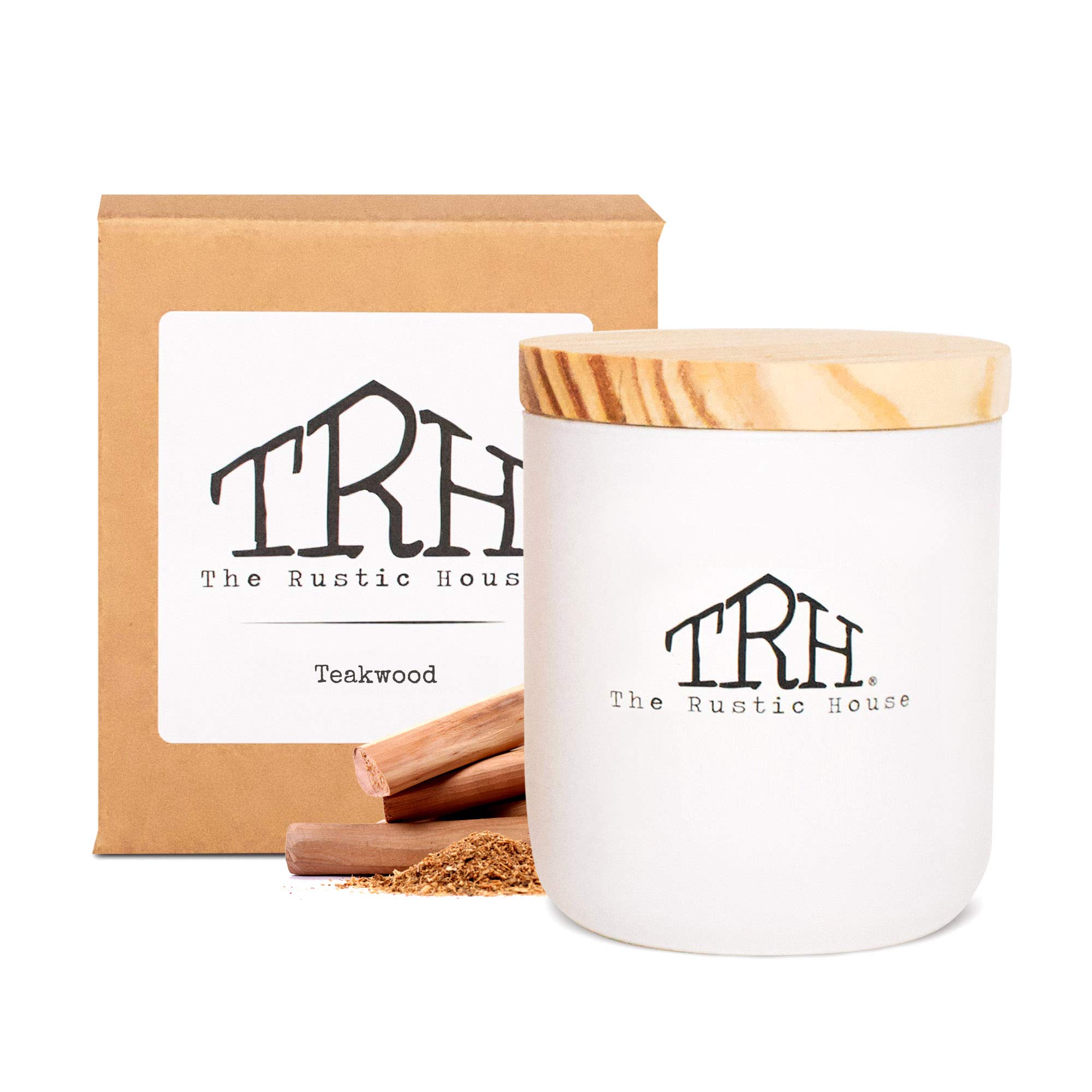 The Rustic House Candle, Hand Poured, Teakwood, 50 Hour Burn Time by The Rustic House