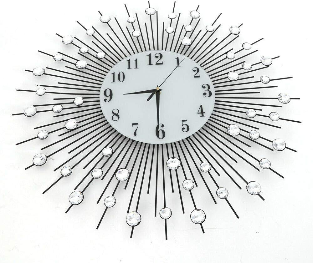 TFCFL 3D Modern Crystal Diamond Wall Clocks, Luxury Flower Wall Clock Silent Metal Clock Home Wall Art Decoration for Living Room, Bedroom