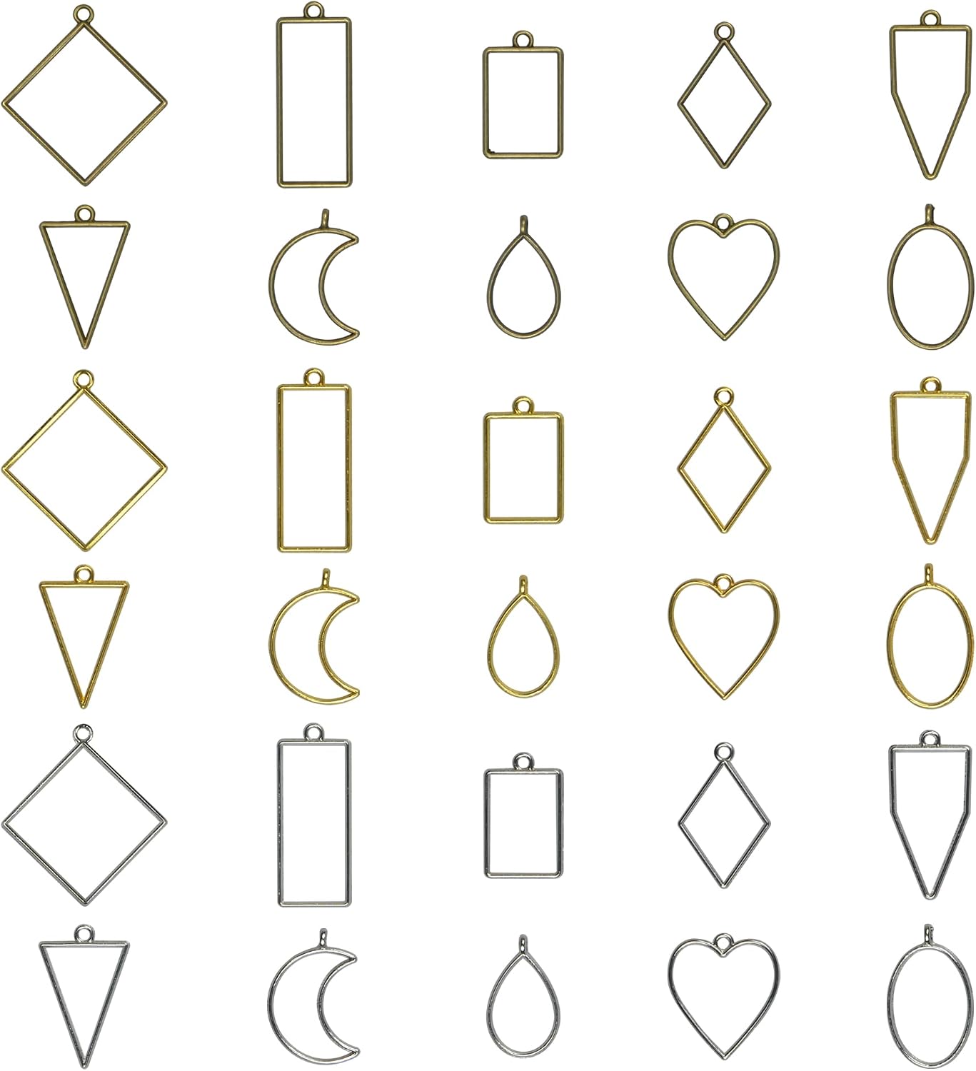 30 Pack Resin Molds, Hollow Frame Pendants, Bezel Earrings, Epoxy Jewelry Making Molds for Earrings, Necklaces, Craft Supplies (30)