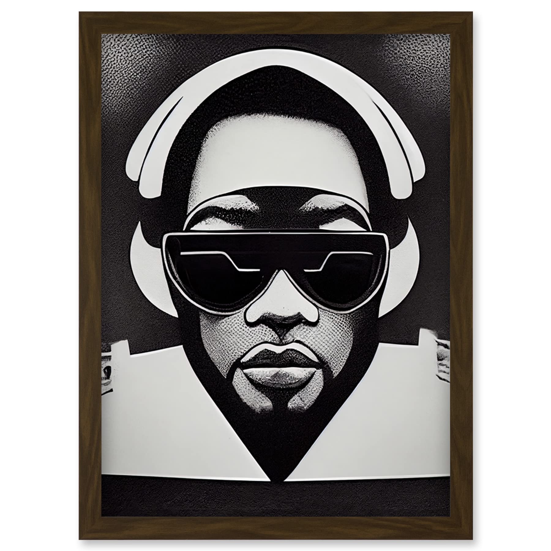 Wee Blue Coo Hip Hop Black Artist Music DJ Monochrome Music Musician Artwork Framed Wall Art Print A4