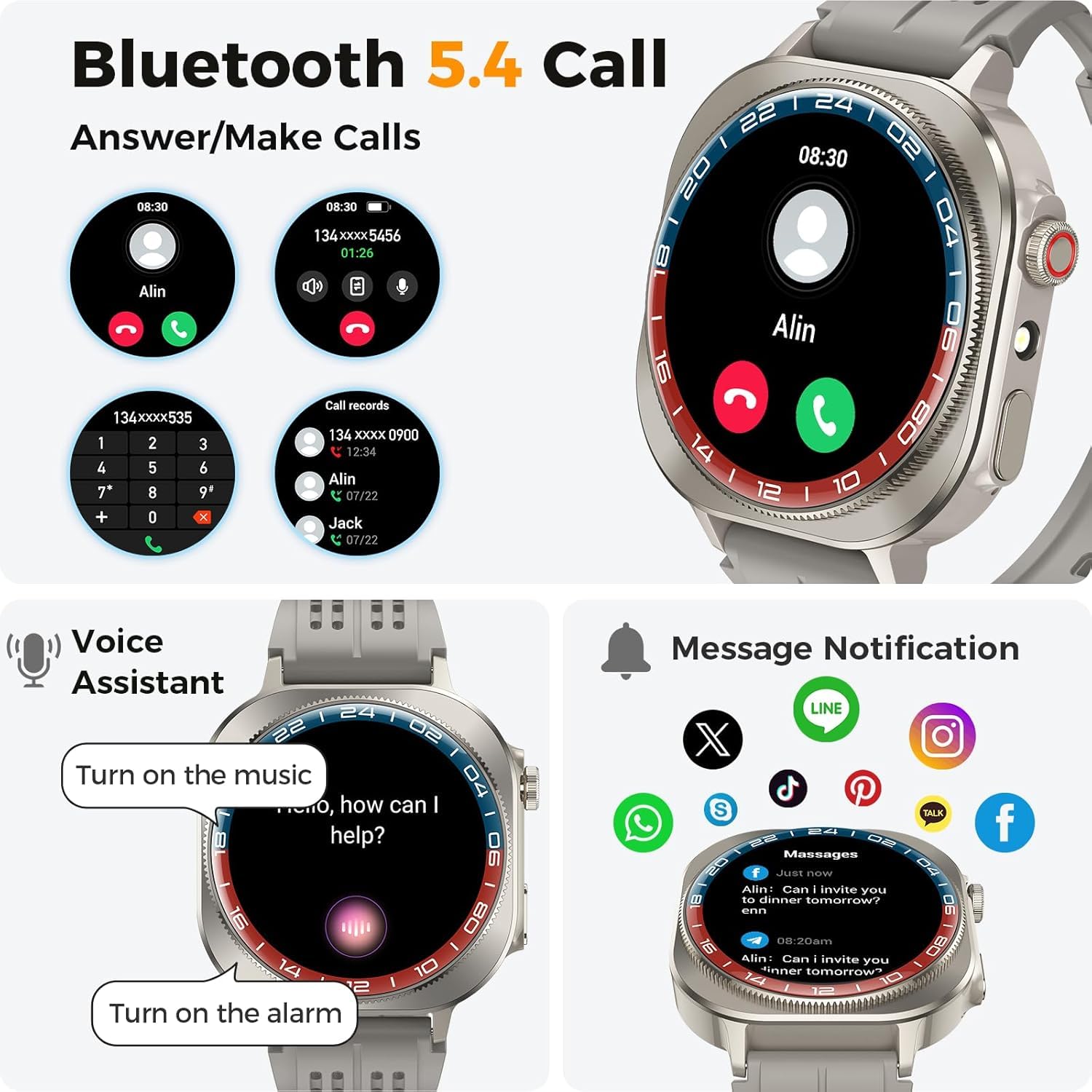 uaue Smartwatch Uomo, Orologio Smartwatch Uomo con Militari Fitness Tracker con Contapassi/Sonno/Cardiofrequenzimetro, IP68 Smart Watch per Android iOS
