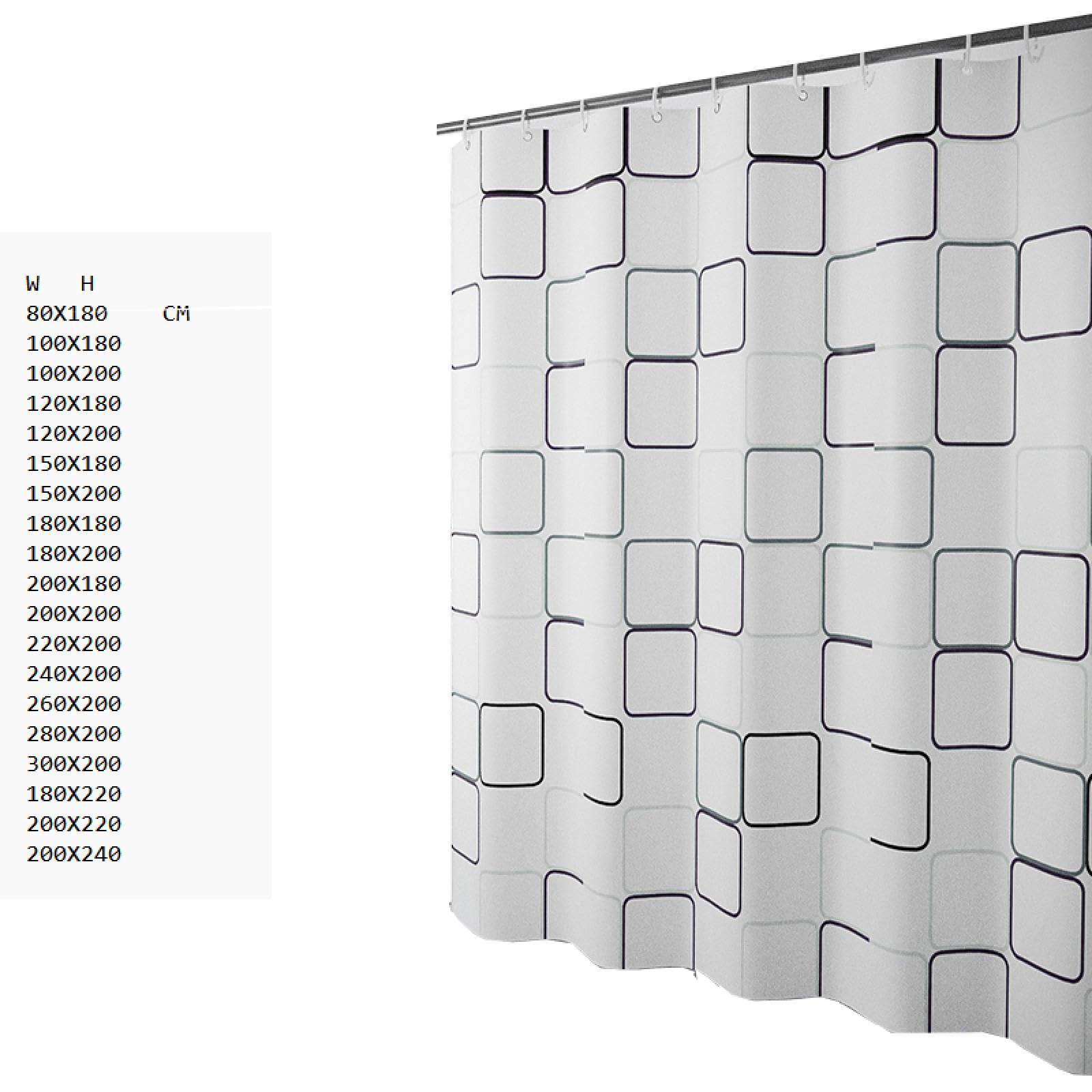 Cortina de Ducha a Cuadros Blanca, Cortinas de Ducha de Tela Impermeable de Varios tamaños, Cortinas de poliéster Lavables para el baño del hogar, 120x180cm