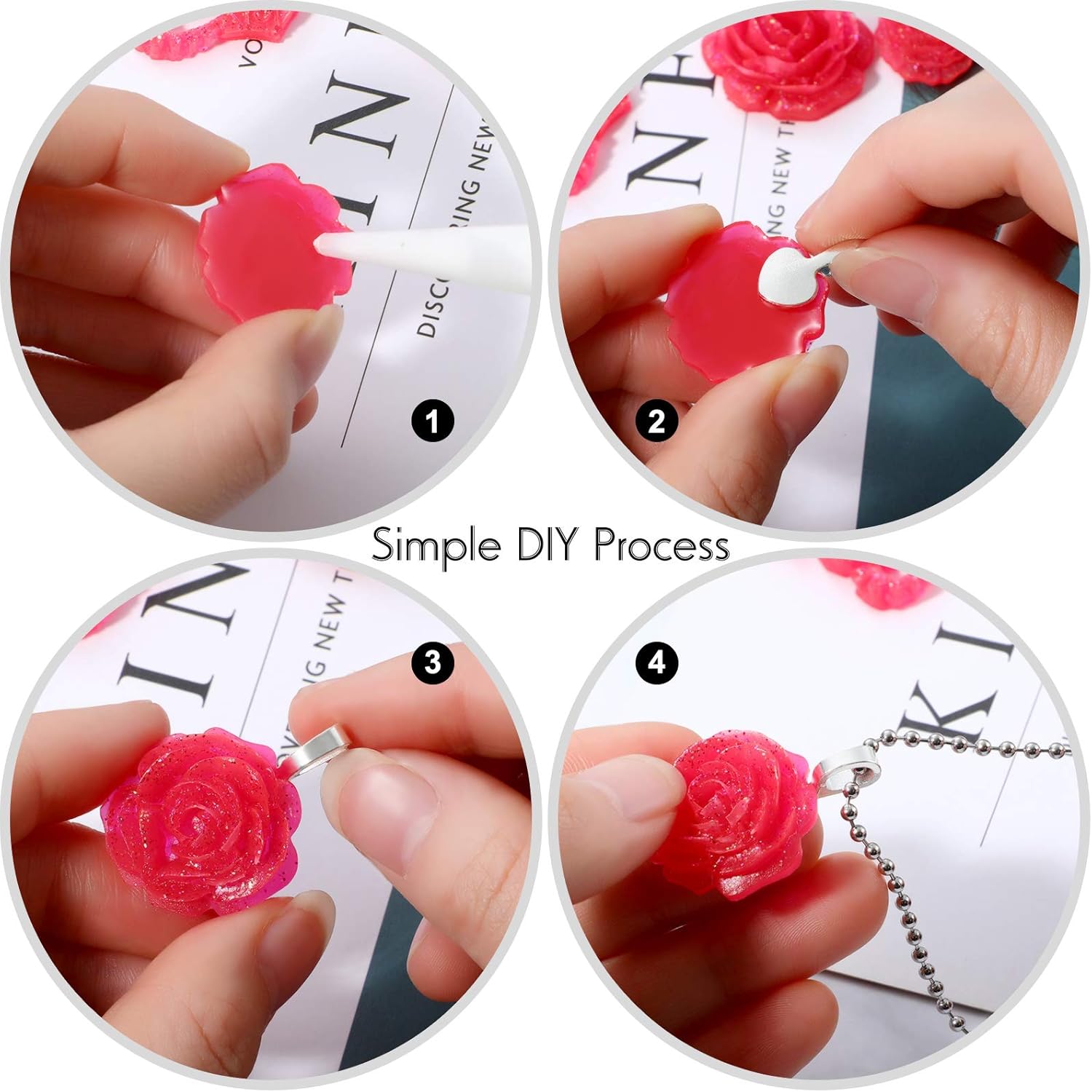 Yaomiao 100 Pieces Spoon Glue on Bails Pendant Jewelry Bails Shiny Silver Color Oval Heart Shape Glue on Necklace Earring Pendant Small Spoon Charms for DIY Jewelry Making Craft Supplies Glass Tiles - Image 4