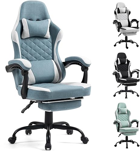 Silla de Juegos con Reposapiés para Adultos - Sillas Ergonómicas para Juegos con Reposapiés - Silla de Computadora para Juegos Grande y Alta -