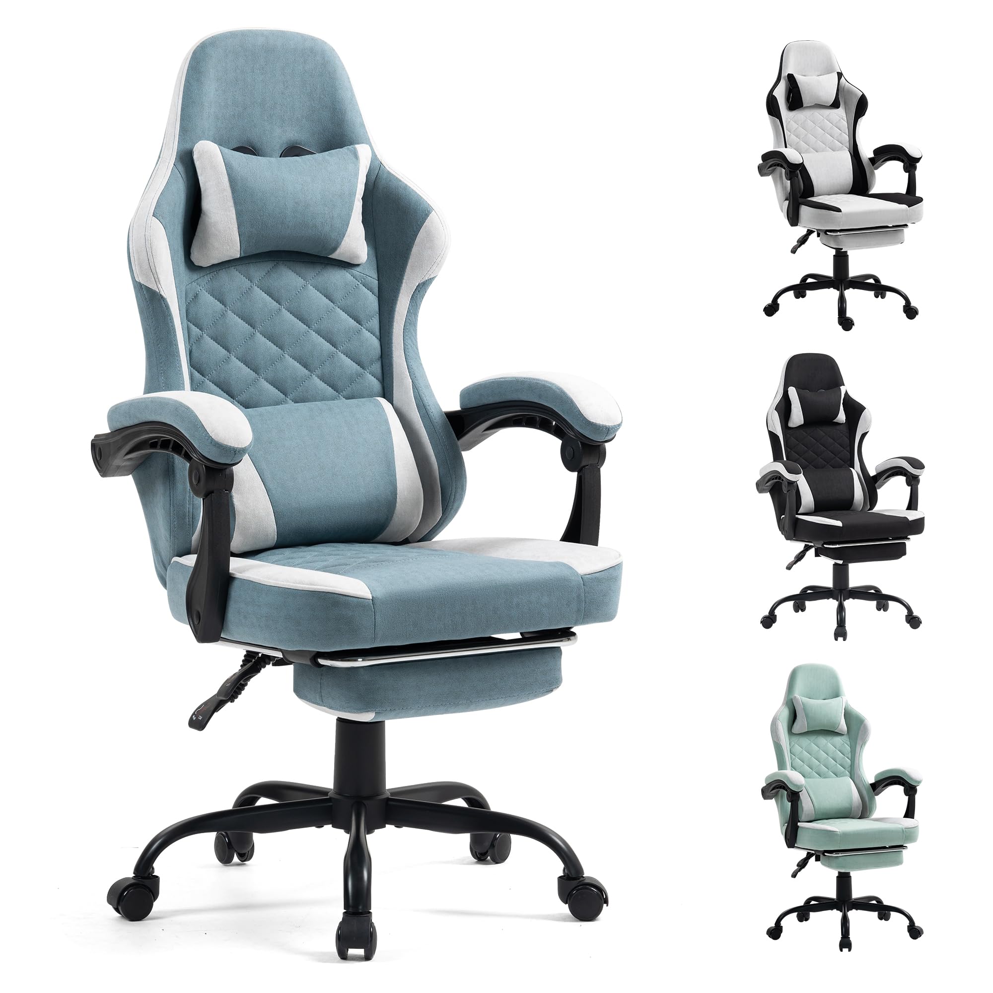 Gaming Chair with Footrest for Adults - Ergonomic Gaming Chairs with Foot Rest - Big and Tall Computer