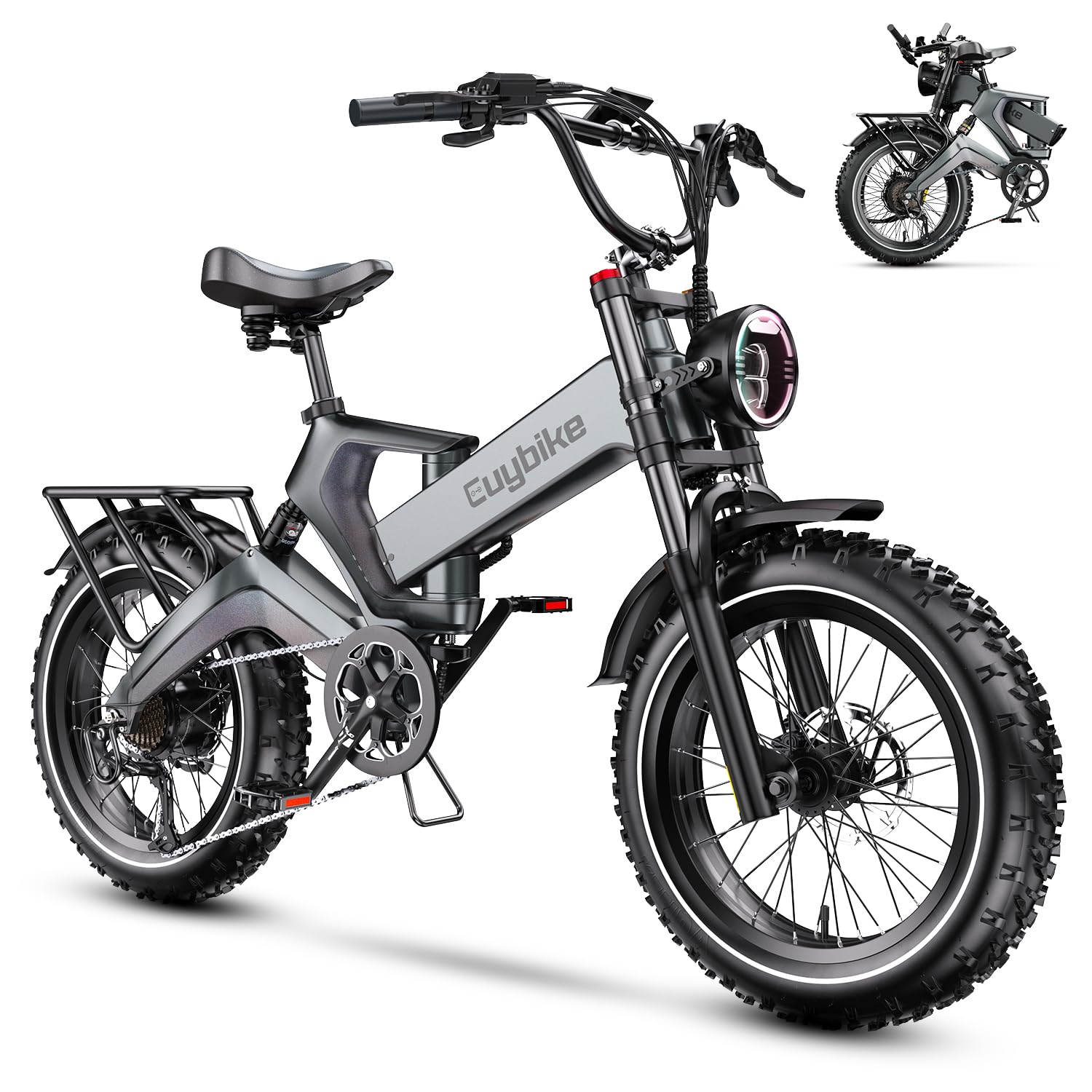 1000W Folding Electric Bike,48V 20AH Removable Battery E Bike,30+MPH,80 Miles Max Range Electric Bike for Adults,20" Fat Tire Foldable ebike,Adult Electric Bicycle for Commute Beach Snow