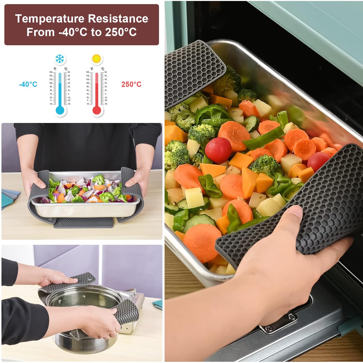 MANIQUE,Purple--tapis De Dessous De Plat En Silicone, 4 Supports De Pot