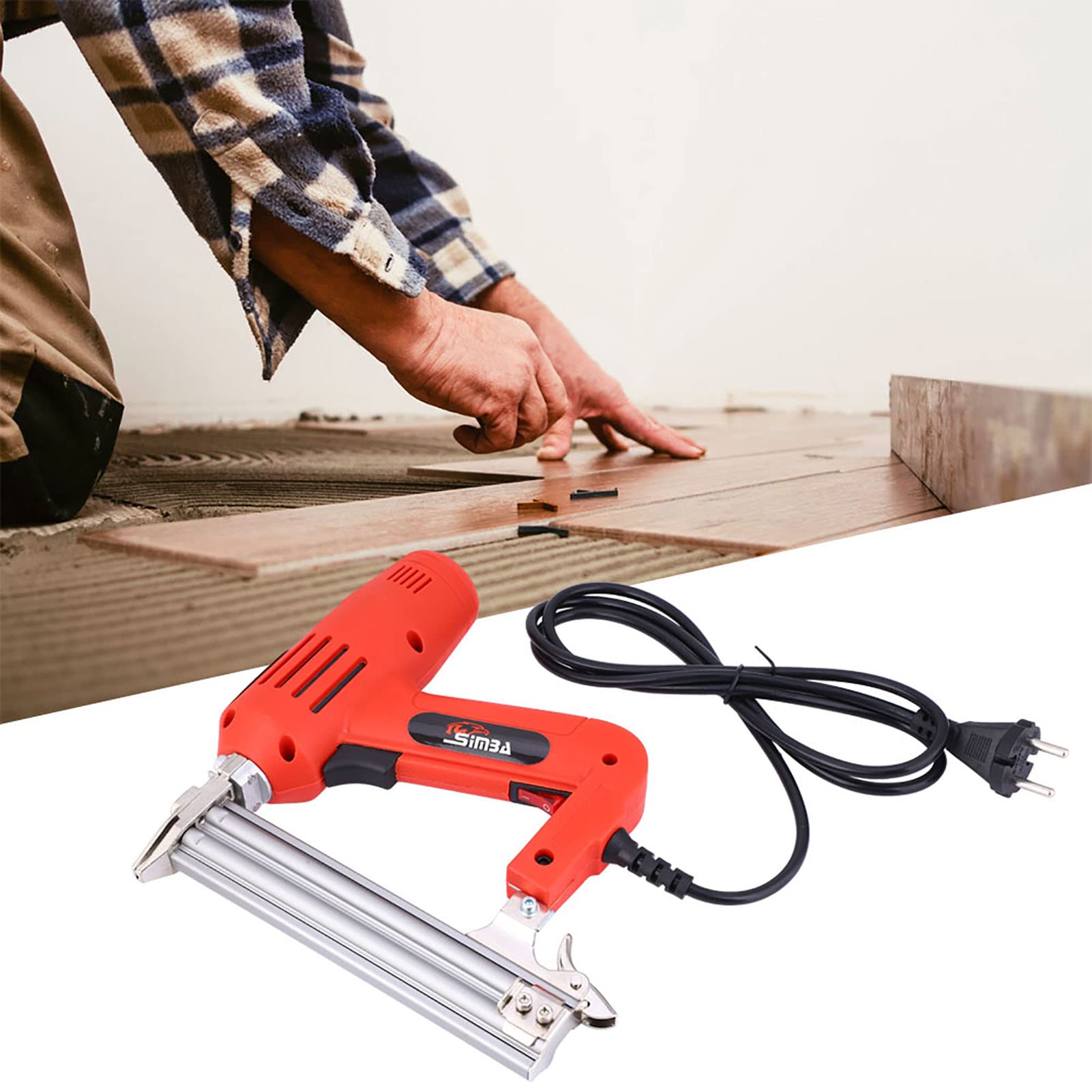 Fafeicy Pistola de Clavos Eléctrica Grapadora Clavadora de Alta Potencia de 2200 W, Capacidad de Clavos de 100 Piezas, Clavo Recto F30, Adecuada para Herramientas de Carpintería (Enchufe