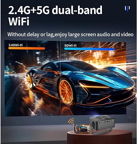 Miniatura 7 de Zopsc Mini proyector con soporte, proyector portátil de 1080P con ajuste de 360 grados, corrección trapezoidal automática de 150ANSI, proyector de