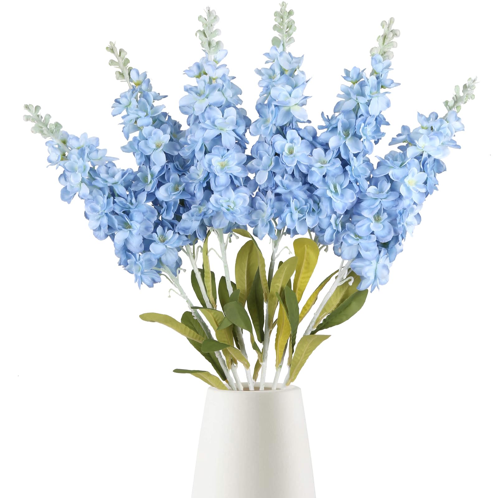 IPOPU Delphinium Artificial Flowers 6pcs 34.60'' Artificial Blue Flowers Faux Larkspur Blue Silk Flowers Fake Snapdragon Long Stem Tall Flowers for Floor Vase Home Decor Centerpieces (Sky Blue)