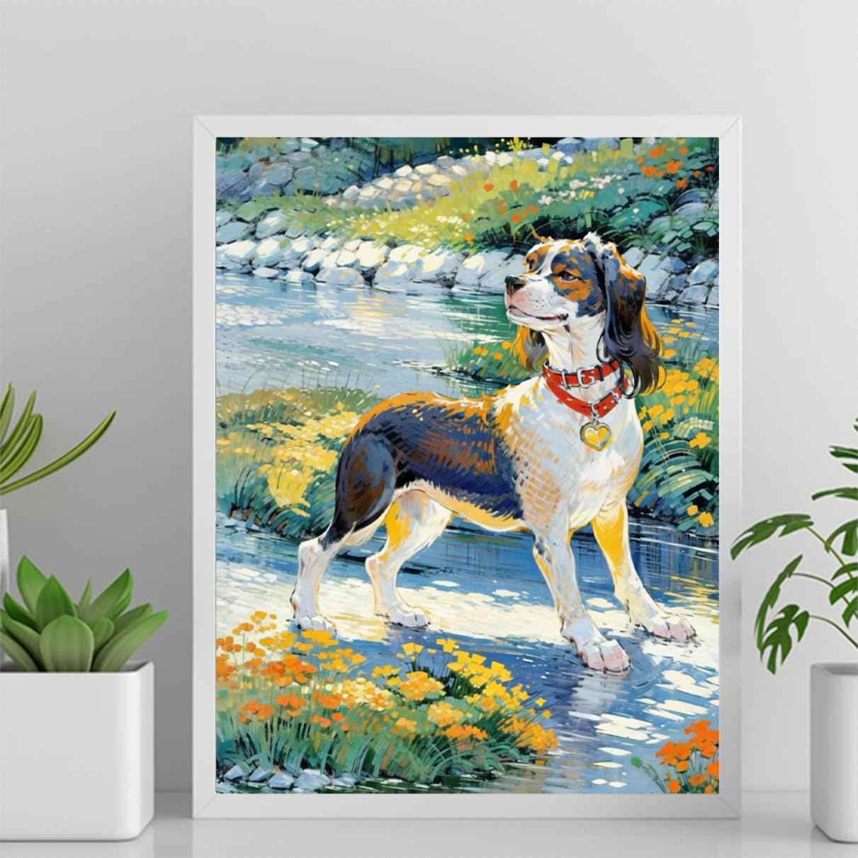 Paint by Numbers Springer Spaniel Dog DIY Acrylic Painting Kit with Brushes Pigment Oil Painting Artwork Adults Beginners Wall Decor 16x20inch(40x50cm) Frameless